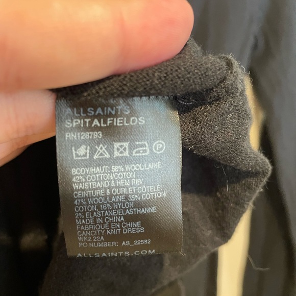 Allsaints Spitafields wool blend midi bodycon dress long sleeve women’s size 8 - Picture 9 of 9